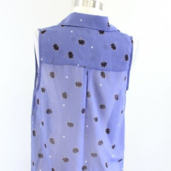 CAbi Crossover Blouse Vivid Violet Floral Print Draped Front Sheer Top Size S - Picture 9 of 9